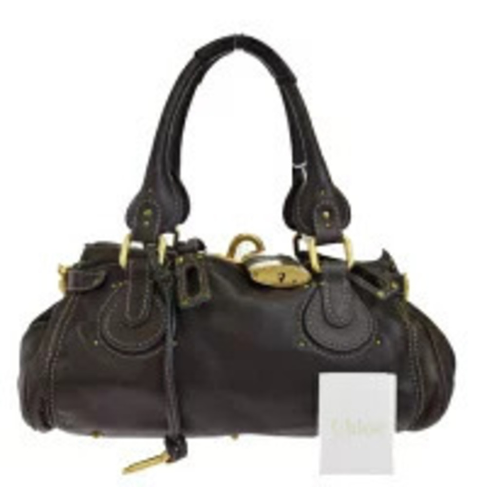 Chloe Paddington Shoulder Bag Handbag Brown Leather Padlock